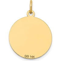 14K Yellow Gold Circular Engravable Disc Charm with Black Enamel Accents by Oro Pregiato