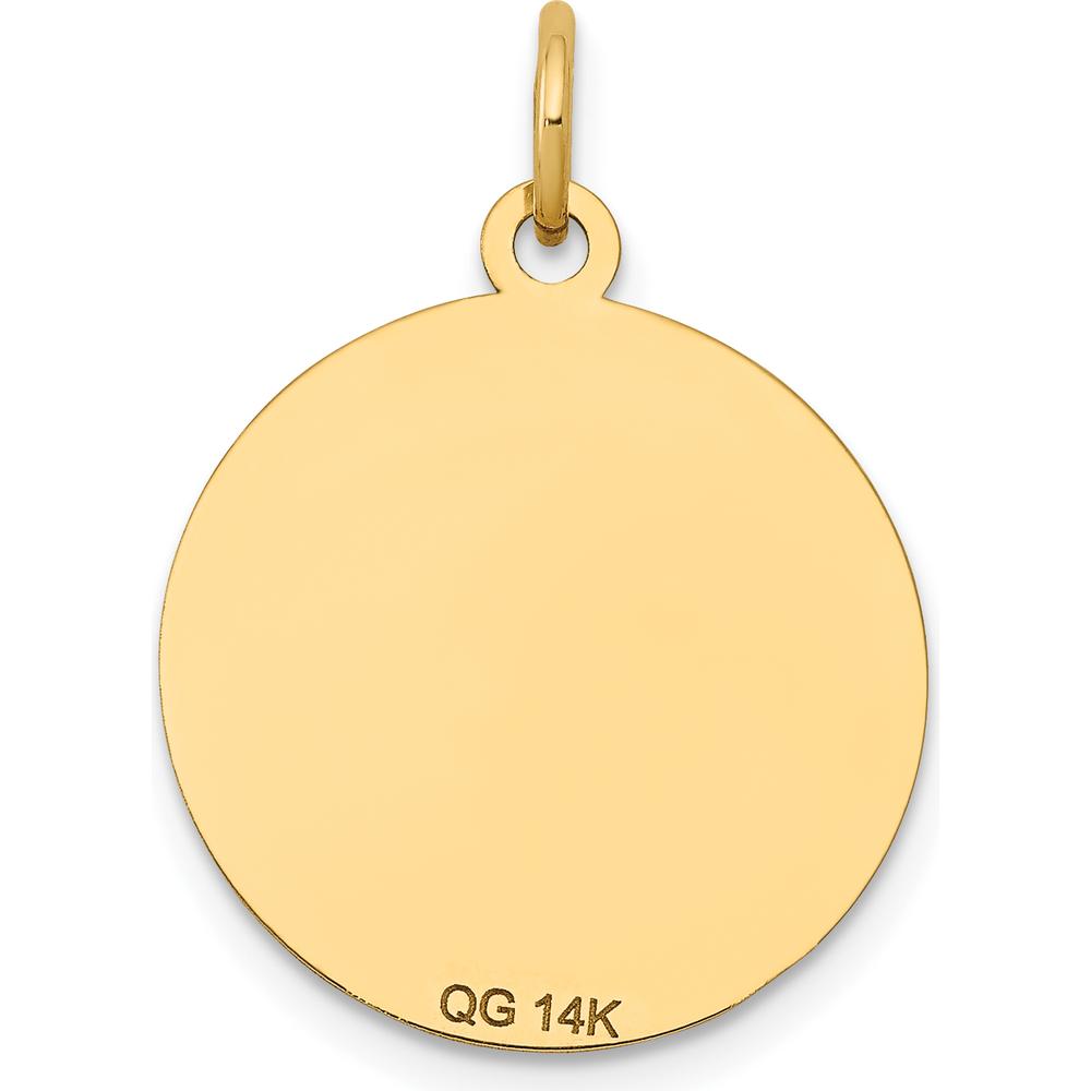 14K Yellow Gold Circular Engravable Disc Charm with Black Enamel Accents by Oro Pregiato