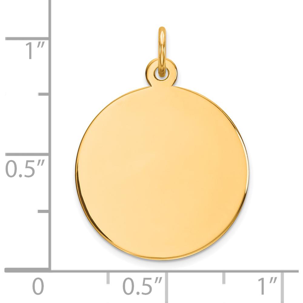 14K Yellow Gold Circular Engravable Disc Pendant - Polished Finish by Oro Pregiato