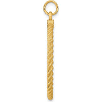 14K Yellow Gold Circular Engravable Disc Pendant with Rope Edge - 39mm by Oro Pregiato