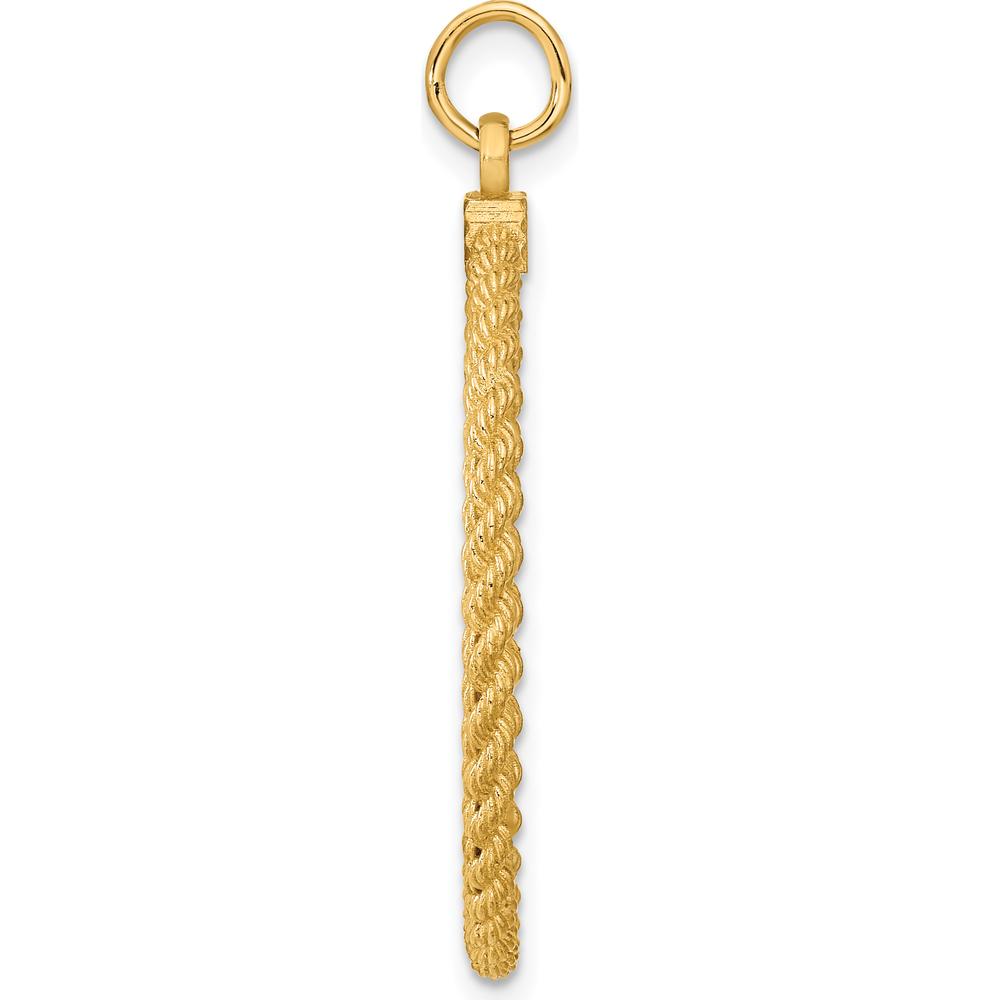 14K Yellow Gold Circular Engravable Disc Pendant with Rope Edge - 39mm by Oro Pregiato
