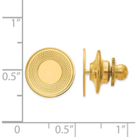 14K Yellow Gold Circular Textured Tie Tac with Polished Finish by Oro Pregiato
