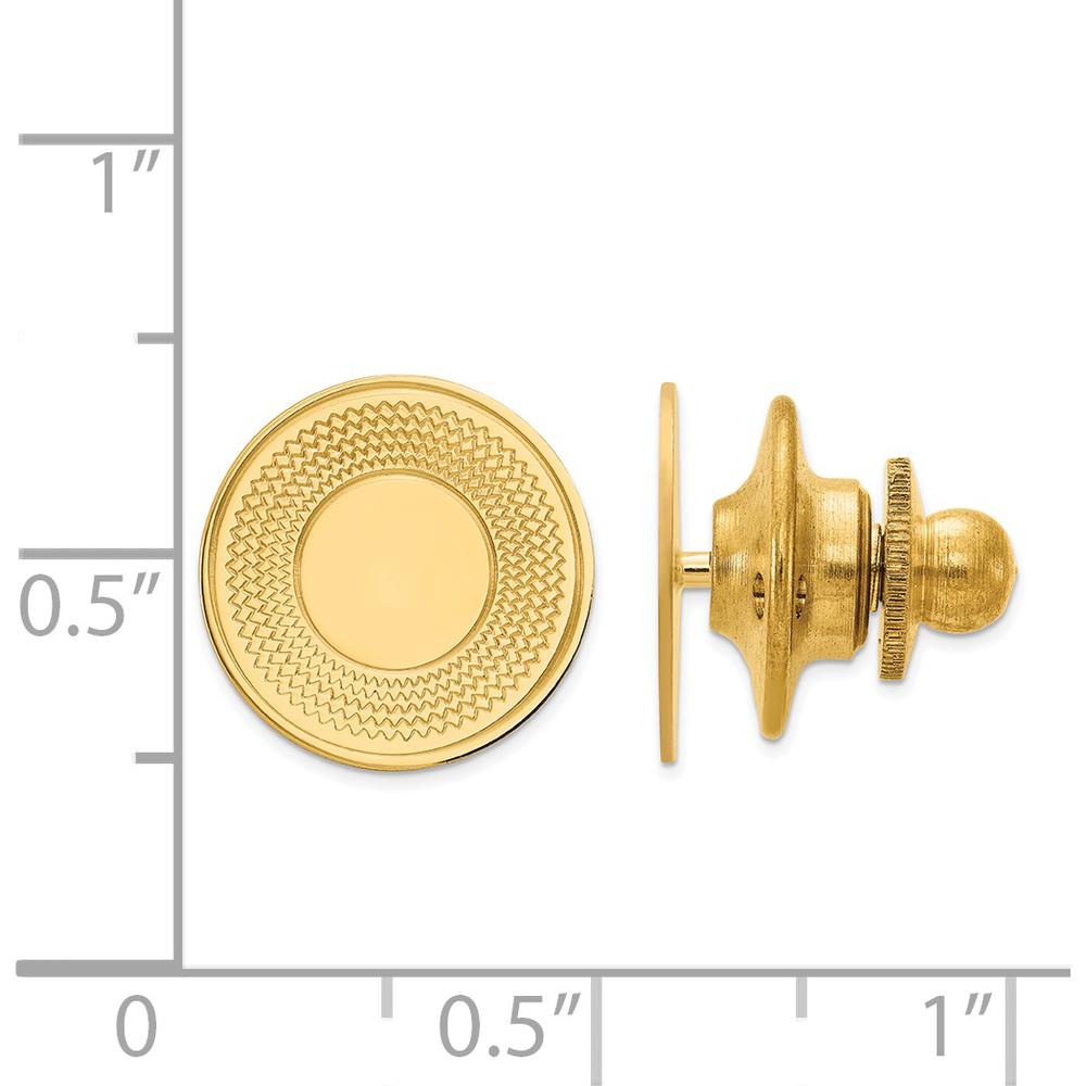 14K Yellow Gold Circular Textured Tie Tac with Polished Finish by Oro Pregiato