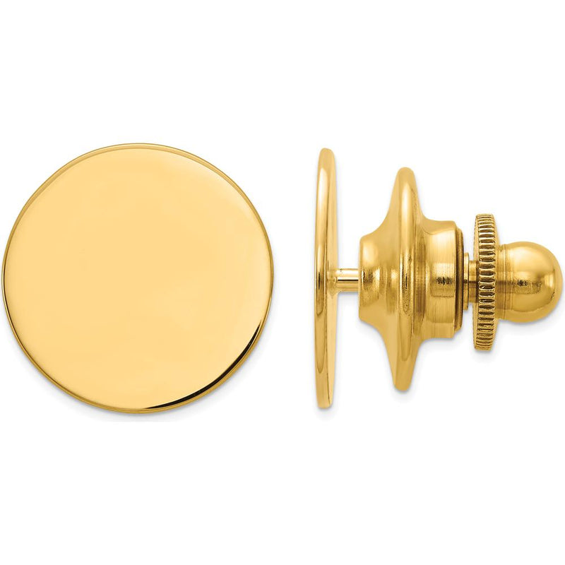 14K Yellow Gold Circular Tie Tac for Men - Engravable Elegant Accessory by 0