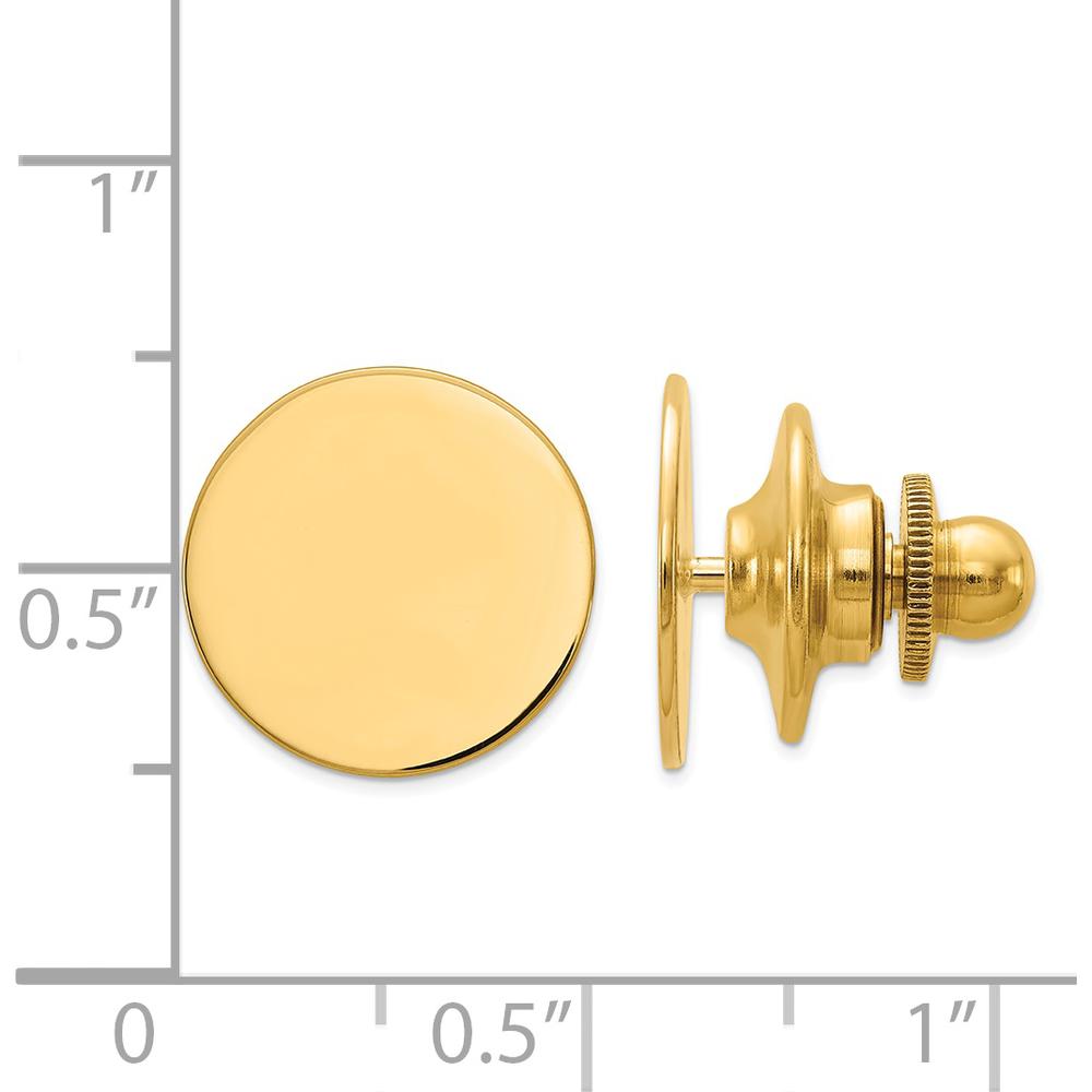14K Yellow Gold Circular Tie Tac for Men - Engravable Elegant Accessory by 0