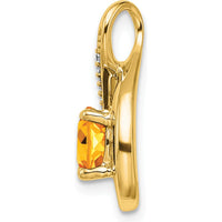 14K Yellow Gold Citrine and Diamond Chain Slide Pendant - 0.80 Carat Total Gemstone Weight by Lumare Gioia