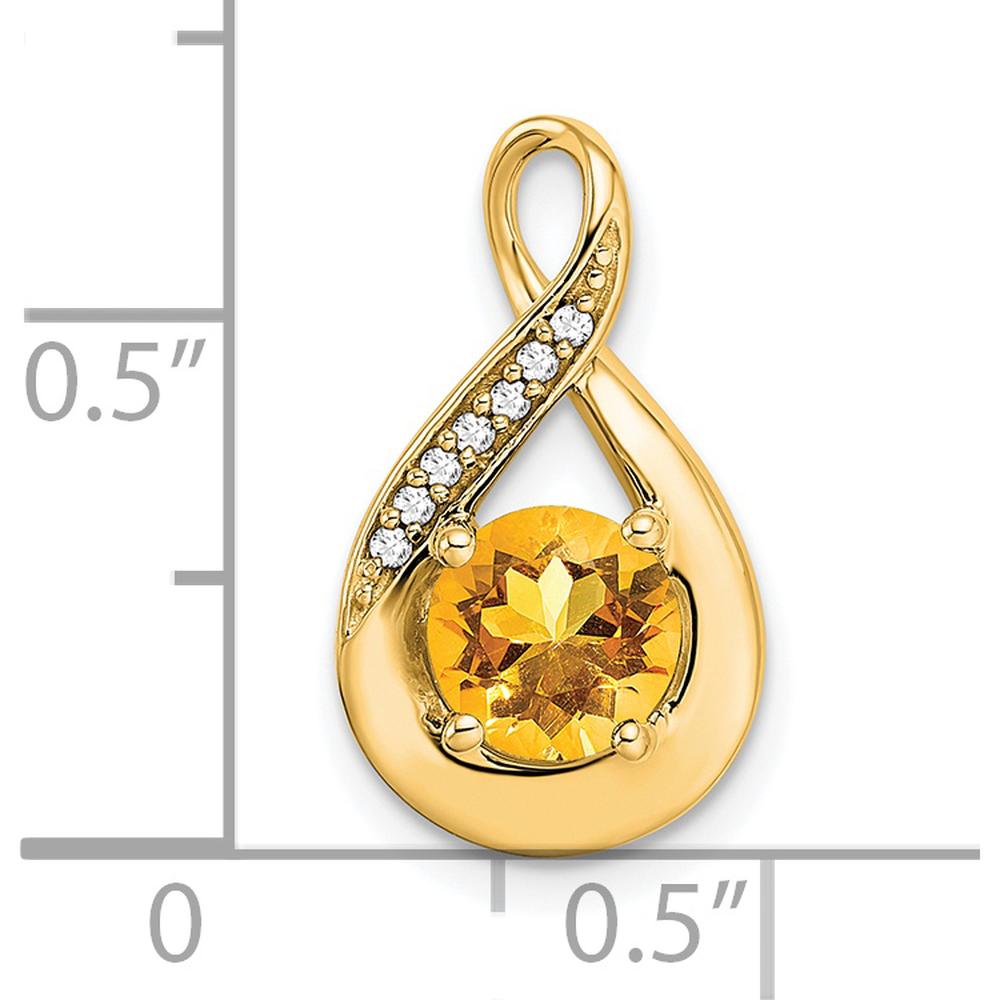 14K Yellow Gold Citrine and Diamond Chain Slide Pendant - 0.80 Carat Total Gemstone Weight by Lumare Gioia
