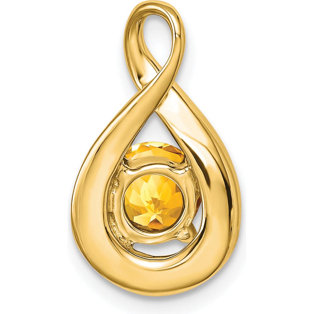 14K Yellow Gold Citrine and Diamond Chain Slide Pendant - 0.80 Carat Total Gemstone Weight by Lumare Gioia