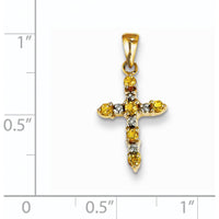 14K Yellow Gold Citrine and Diamond Cross Pendant - 0.18 Carat Total Gemstone Weight by Oro Pregiato