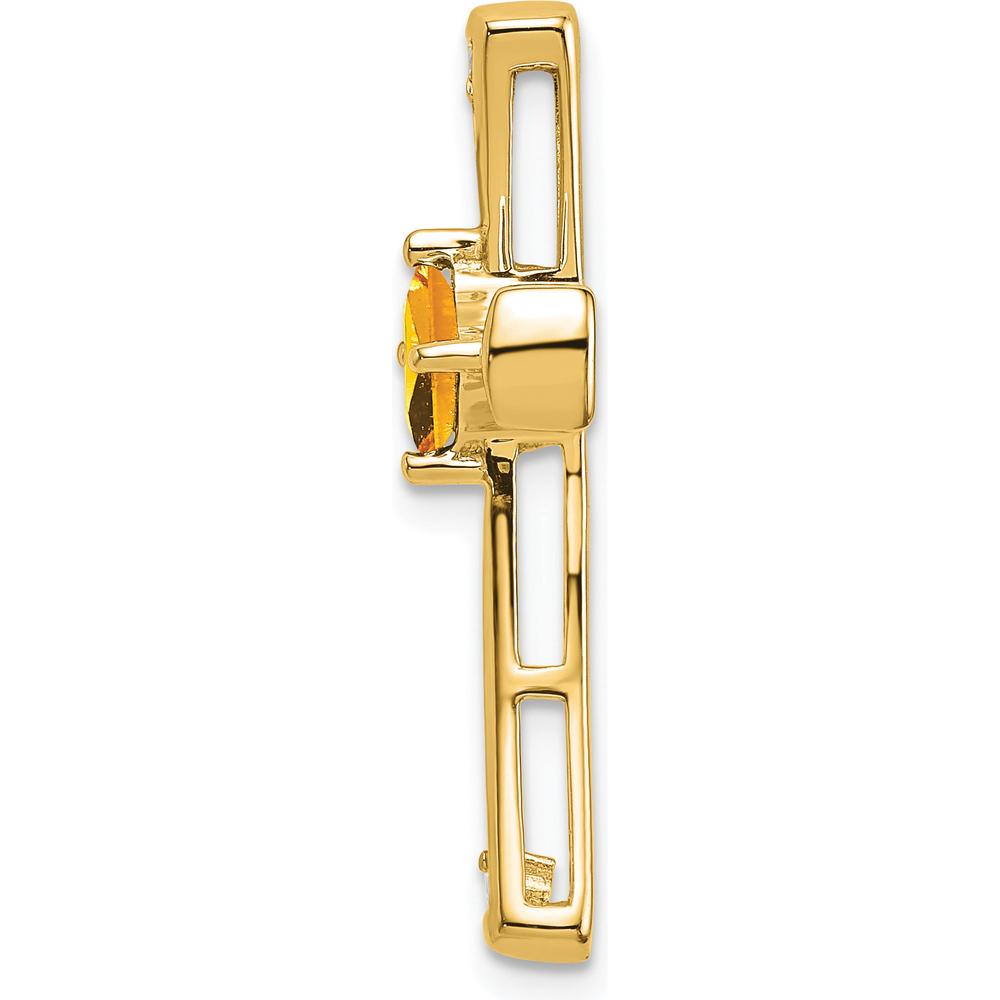 14K Yellow Gold Citrine and Diamond Cross Pendant - 0.295 Carat Citrine, 0.027 Carat Total Diamond Weight by Lumare Gioia