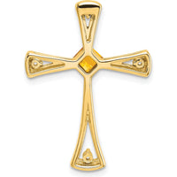 14K Yellow Gold Citrine and Diamond Cross Pendant - 0.295 Carat Citrine, 0.027 Carat Total Diamond Weight by Lumare Gioia