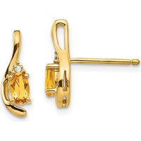 14K Yellow Gold Citrine and Diamond Drop Earrings - 0.2 Carat Total Citrine Weight, 0.01 Carat Total Diamond Weight by Oro Pregiato