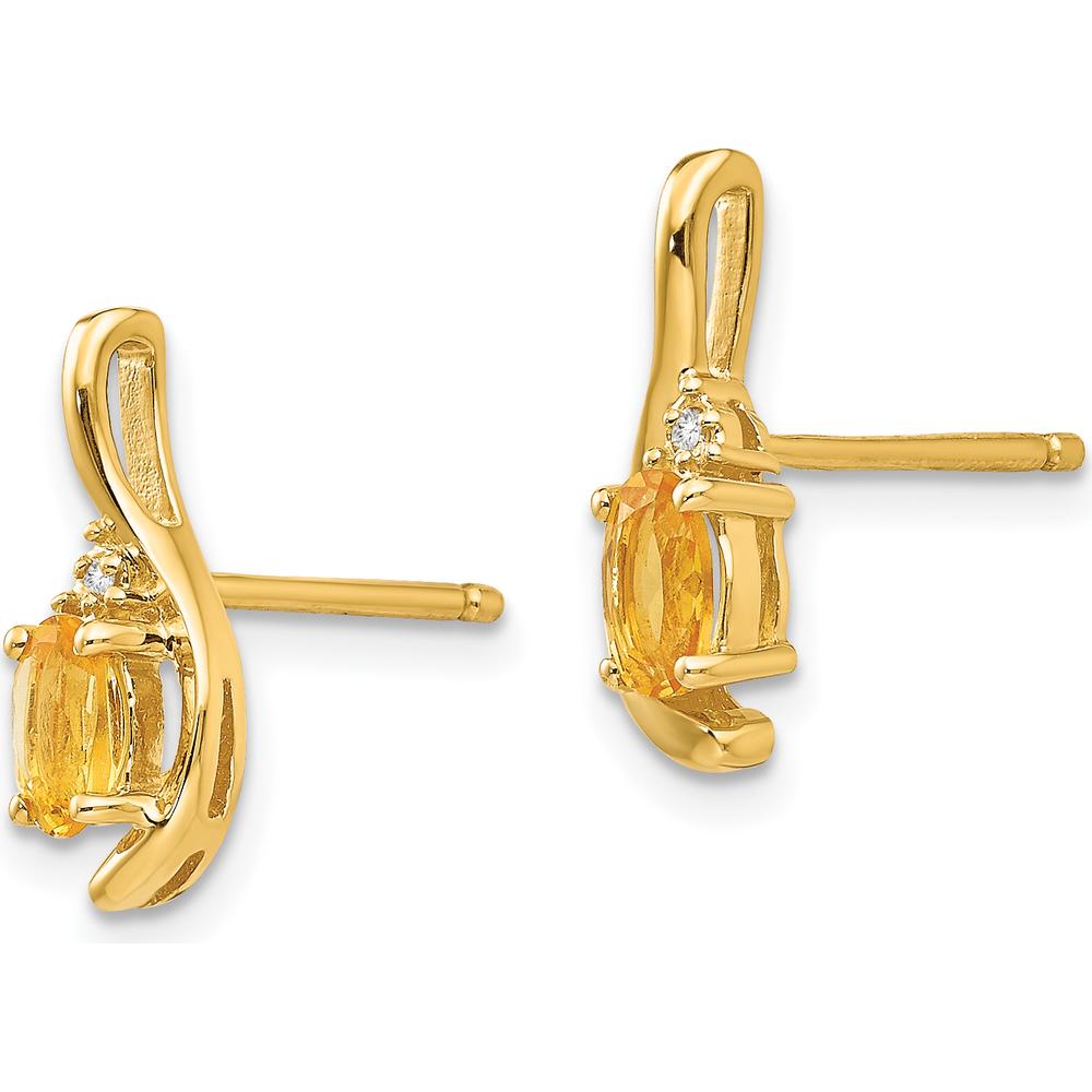 14K Yellow Gold Citrine and Diamond Drop Earrings - 0.2 Carat Total Citrine Weight, 0.01 Carat Total Diamond Weight by Oro Pregiato