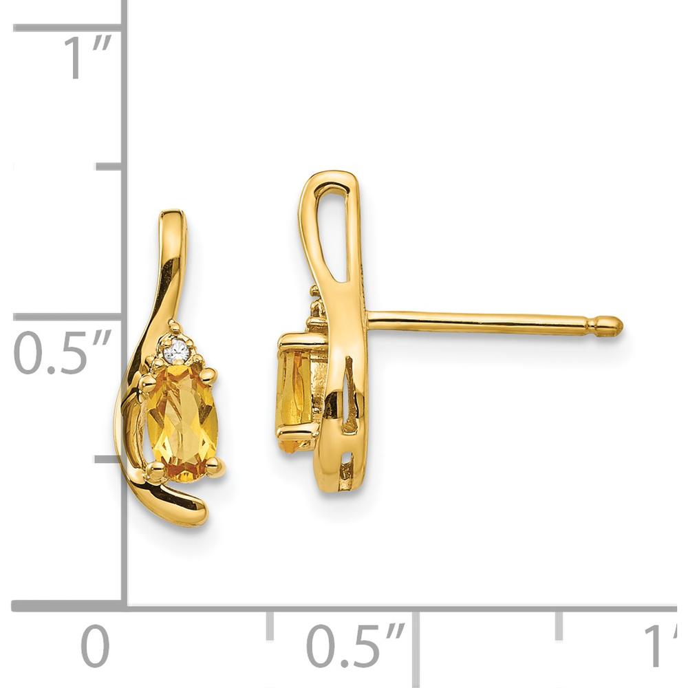 14K Yellow Gold Citrine and Diamond Drop Earrings - 0.2 Carat Total Citrine Weight, 0.01 Carat Total Diamond Weight by Oro Pregiato