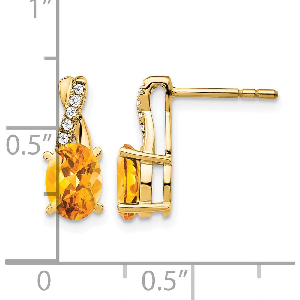 14K Yellow Gold Citrine and Diamond Drop Earrings - 1.0 Carat Total Citrine Weight by Oro Pregiato