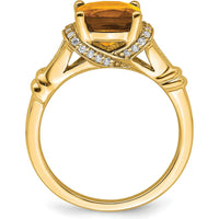 14K Yellow Gold Citrine and Diamond Halo Ring - 1.936 Carat Citrine, 0.005 Carat Diamond Total Weight by 0