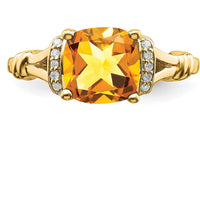 14K Yellow Gold Citrine and Diamond Halo Ring - 1.936 Carat Citrine, 0.005 Carat Diamond Total Weight by 0