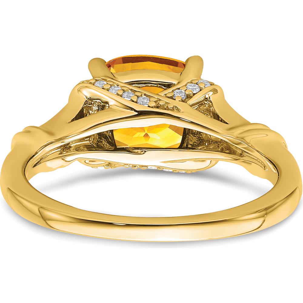 14K Yellow Gold Citrine and Diamond Halo Ring - 1.936 Carat Citrine, 0.005 Carat Diamond Total Weight by 0