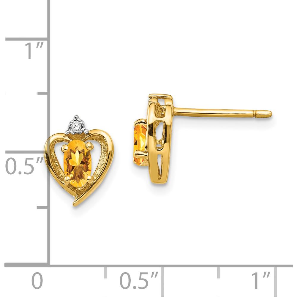 14K Yellow Gold Citrine and Diamond Heart Earrings - 0.2 Carat Total Citrine Weight by Oro Pregiato