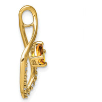 14K Yellow Gold Citrine and Diamond Leaf Pendant - 0.50 Carat Total Citrine Weight by Lumare Gioia