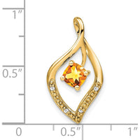 14K Yellow Gold Citrine and Diamond Leaf Pendant - 0.50 Carat Total Citrine Weight by Lumare Gioia