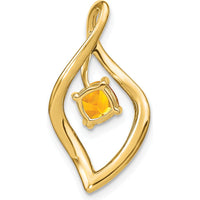 14K Yellow Gold Citrine and Diamond Leaf Pendant - 0.50 Carat Total Citrine Weight by Lumare Gioia