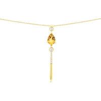 14K Yellow Gold Citrine & Diamond Pendant with Pear-Shaped 0.80 Carat Citrine and Round 0.14 Carat Diamond Accents - Royal Jewelry