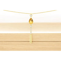 14K Yellow Gold Citrine & Diamond Pendant with Pear-Shaped 0.80 Carat Citrine and Round 0.14 Carat Diamond Accents - Royal Jewelry