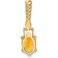 14K Yellow Gold Citrine and Diamond Pendant with Twisted Bail - 7x5mm Oval Citrine, 1.6mm Round Diamonds by Oro Pregiato