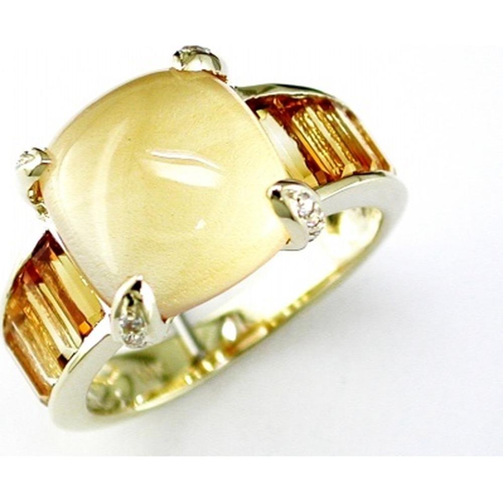 14K Yellow Gold Citrine & Diamond Ring - 7.50 Carats Citrine, 0.10 Carats Diamond Total Weight
