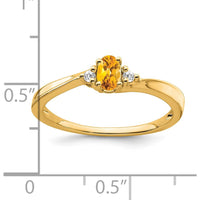 14K Yellow Gold Citrine and Diamond Ring with Oval Citrine - 0.04 Carat Total Diamond Weight by 0