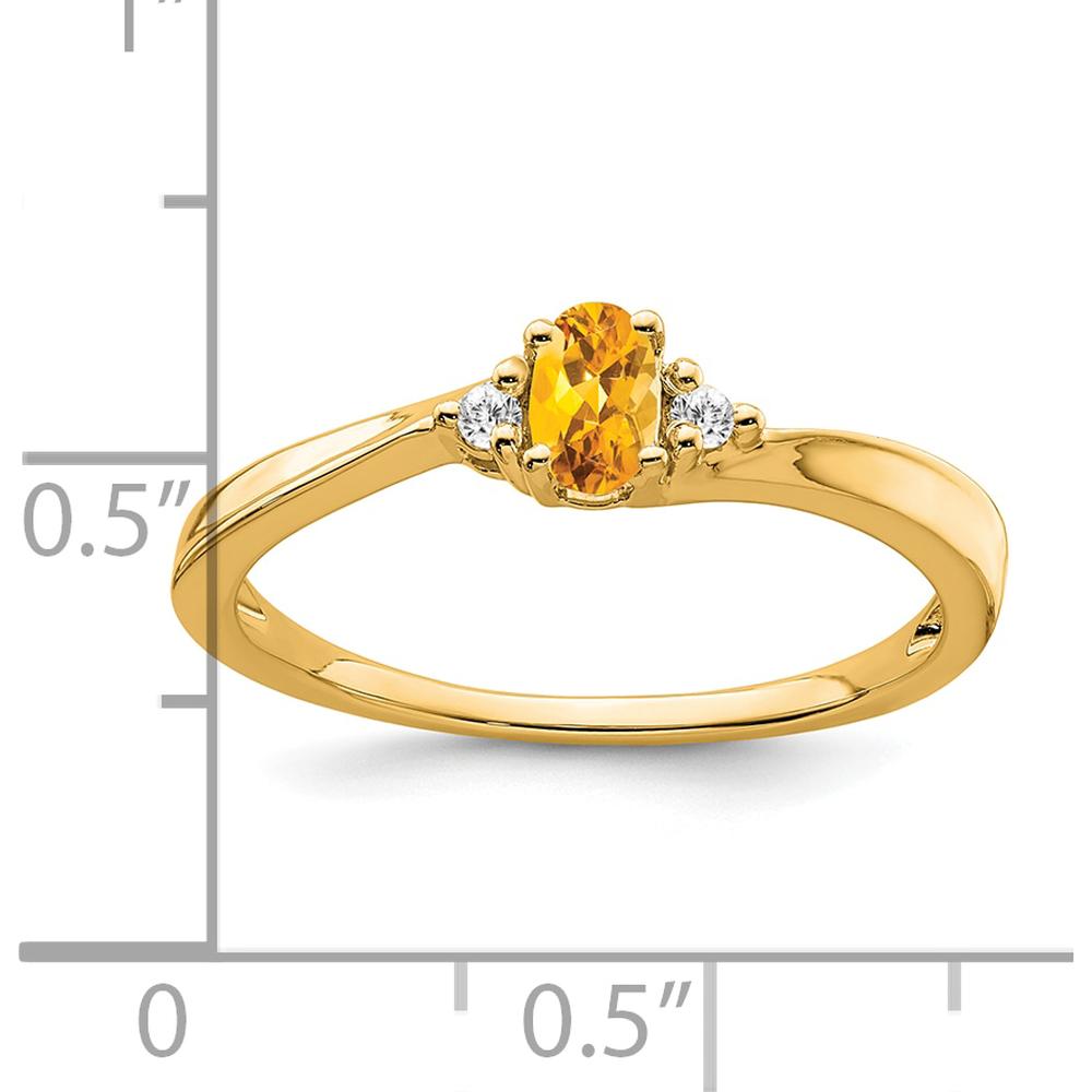14K Yellow Gold Citrine and Diamond Ring with Oval Citrine - 0.04 Carat Total Diamond Weight by 0