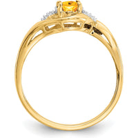 14K Yellow Gold Citrine and Diamond Ring with Oval Citrine - 0.48 Carat Citrine, 0.018 Carat Total Diamond Weight by Oro Pregiato