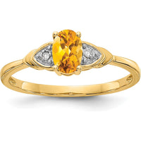 14K Yellow Gold Citrine and Diamond Ring with Oval Citrine - 0.48 Carat Total Gemstone Weight by Oro Pregiato
