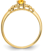 14K Yellow Gold Citrine and Diamond Ring with Oval Citrine - 0.48 Carat Total Gemstone Weight by Oro Pregiato
