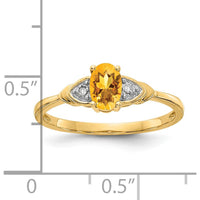 14K Yellow Gold Citrine and Diamond Ring with Oval Citrine - 0.48 Carat Total Gemstone Weight by Oro Pregiato
