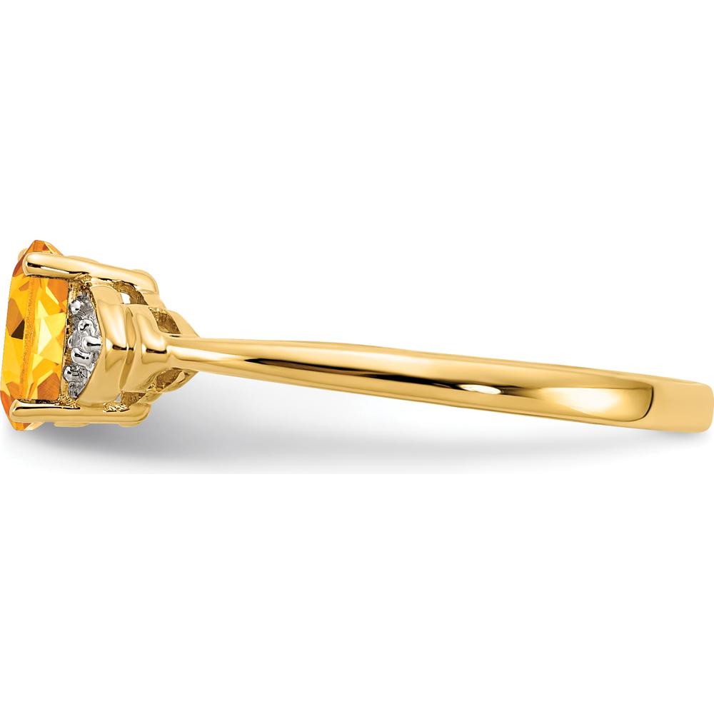14K Yellow Gold Citrine and Diamond Ring with Oval Citrine - 0.48 Carat Total Gemstone Weight by Oro Pregiato