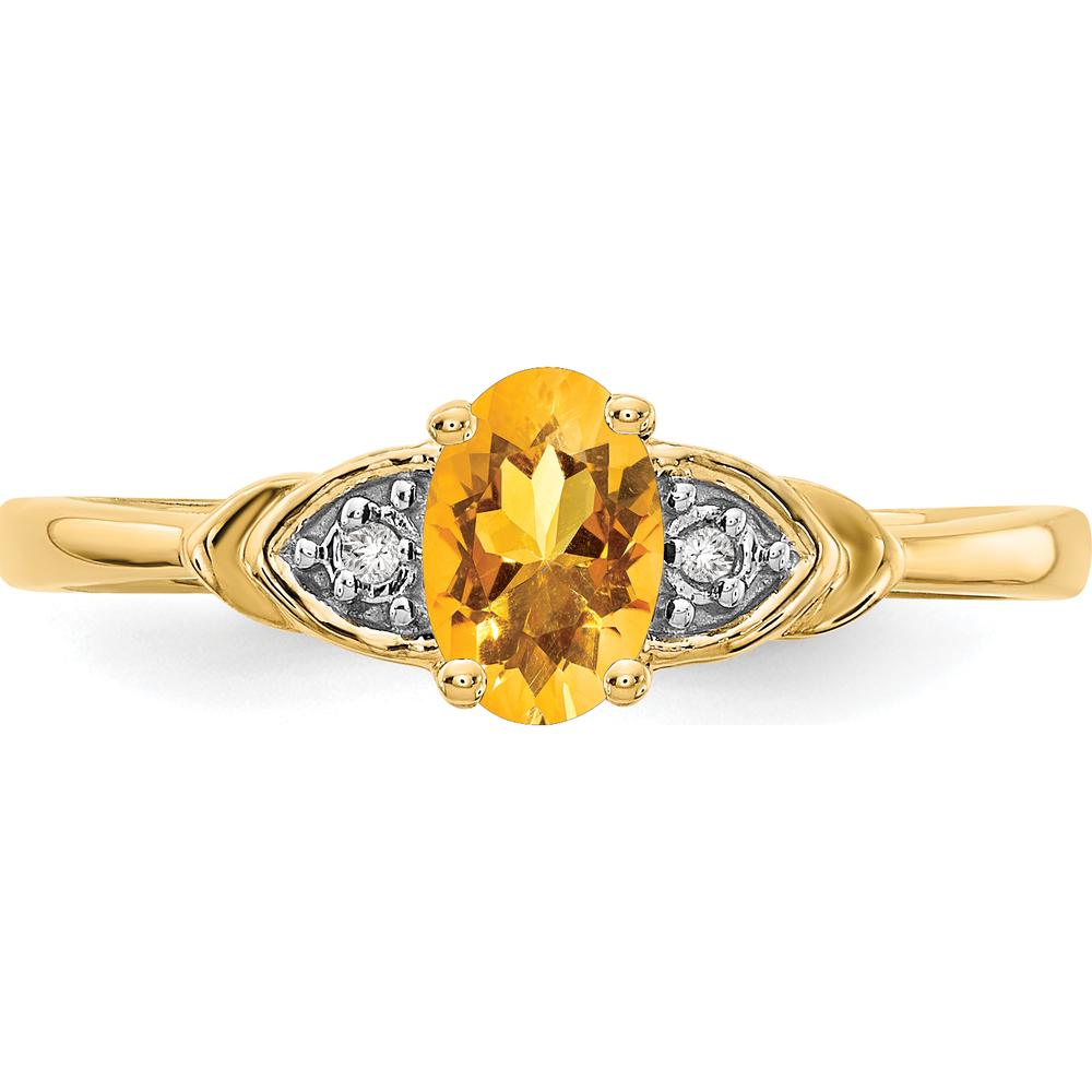 14K Yellow Gold Citrine and Diamond Ring with Oval Citrine - 0.48 Carat Total Gemstone Weight by Oro Pregiato
