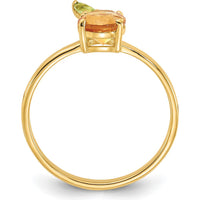 14K Yellow Gold Citrine and Peridot Ring with Round and Marquise Stones - 0.77 Carat Citrine, 0.1 Carat Peridot by 0