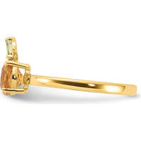 14K Yellow Gold Citrine and Peridot Ring with Round and Marquise Stones - 0.77 Carat Citrine, 0.1 Carat Peridot by 0