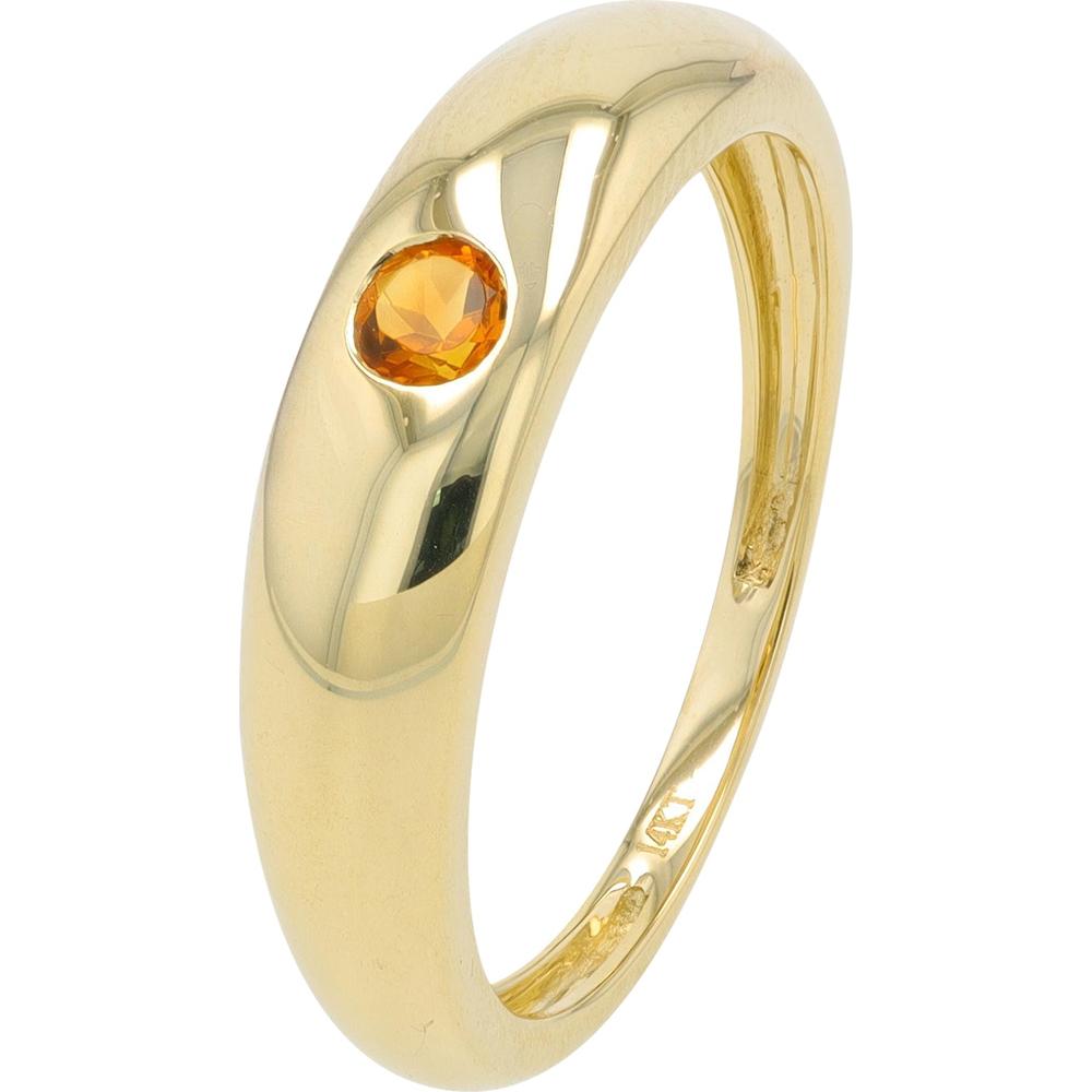 14K Yellow Gold Citrine Bezel Ring - 0.20 Carat Total Gemstone Weight