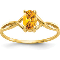 14K Yellow Gold Citrine Birthstone Ring with Faceted Oval Citrine - 0.400 Carat Total Gemstone Weight by Oro Pregiato