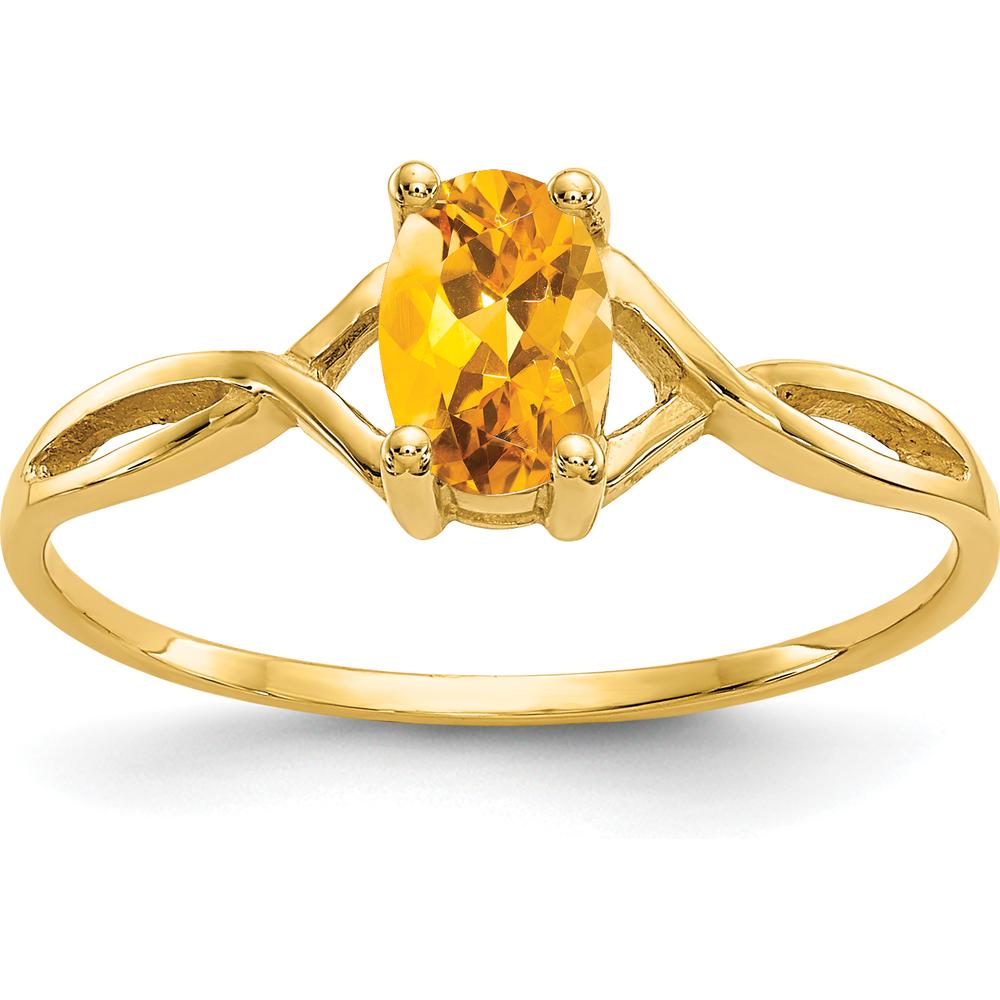 14K Yellow Gold Citrine Birthstone Ring with Faceted Oval Citrine - 0.400 Carat Total Gemstone Weight by Oro Pregiato