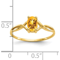 14K Yellow Gold Citrine Birthstone Ring with Faceted Oval Citrine - 0.400 Carat Total Gemstone Weight by Oro Pregiato
