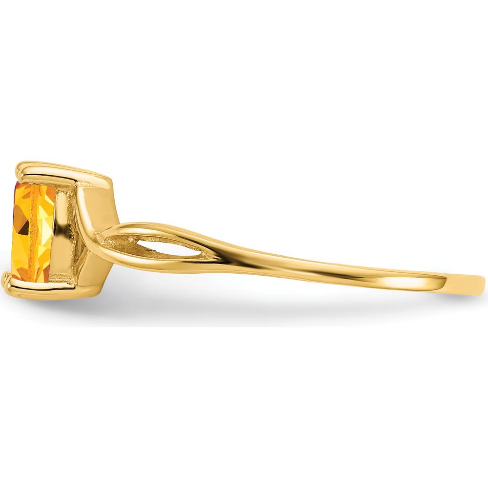 14K Yellow Gold Citrine Birthstone Ring with Faceted Oval Citrine - 0.400 Carat Total Gemstone Weight by Oro Pregiato