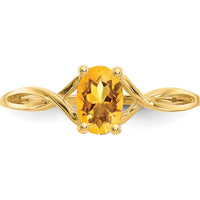 14K Yellow Gold Citrine Birthstone Ring with Faceted Oval Citrine - 0.400 Carat Total Gemstone Weight by Oro Pregiato