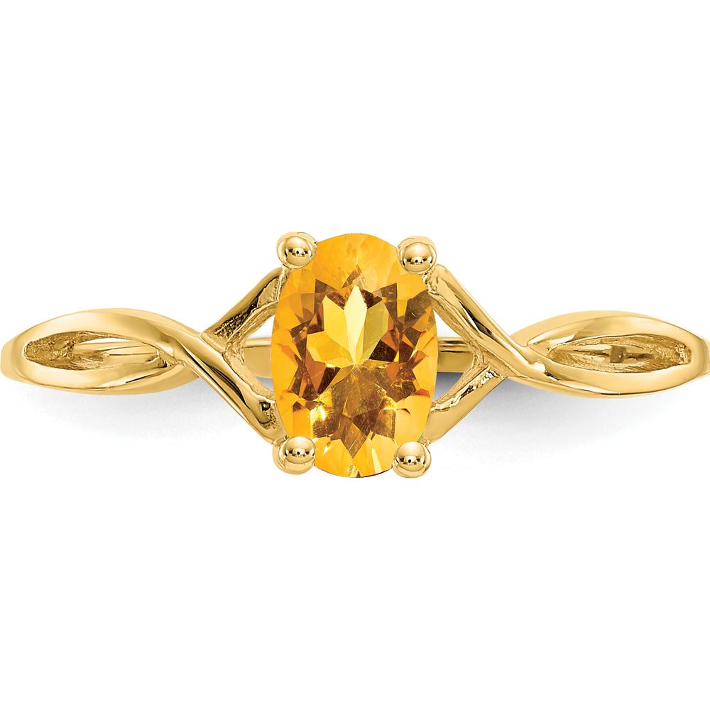14K Yellow Gold Citrine Birthstone Ring with Faceted Oval Citrine - 0.400 Carat Total Gemstone Weight by Oro Pregiato