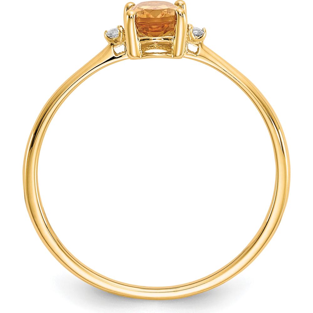 14K Yellow Gold Citrine Birthstone Ring with Round Diamond Accents - 0.40 Carat Citrine, 0.008 Carat Diamonds by Oro Pregiato