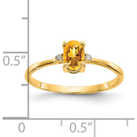 14K Yellow Gold Citrine Birthstone Ring with Round Diamond Accents - 0.40 Carat Citrine, 0.008 Carat Diamonds by Oro Pregiato