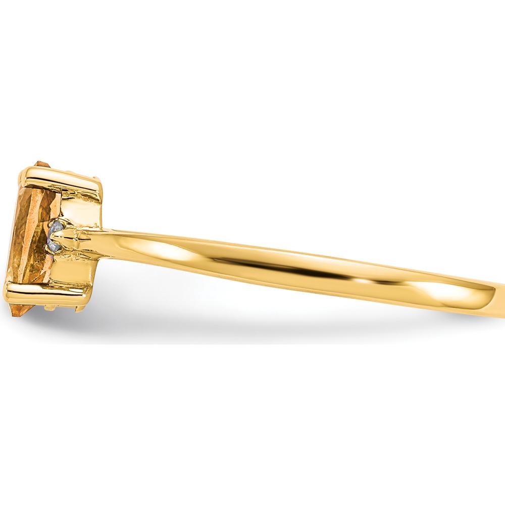 14K Yellow Gold Citrine Birthstone Ring with Round Diamond Accents - 0.40 Carat Citrine, 0.008 Carat Diamonds by Oro Pregiato